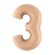 Folieballon Cijfer 3 Satin nude - 102 cm