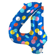 Folieballon Cijfer 4 Colorful Dots - 86 cm