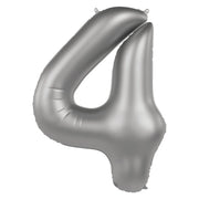 Folieballon Cijfer 4 - Moonlight Silver - 86 cm