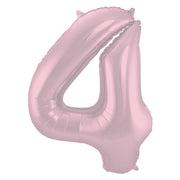Folieballon Cijfer 4 Pastel Roze Metallic Mat - 86 cm