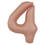 Folieballon Cijfer 4 - Rose Goud Mat - 86 cm