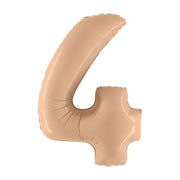 Folieballon Cijfer 4 Satin nude - 102 cm
