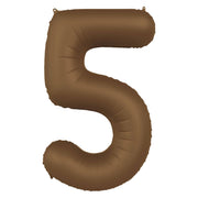 Folieballon Cijfer 5 - Chocolade Bruin Mat- 86 cm