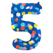 Folieballon Cijfer 5 Colorful Dots - 86 cm