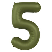 Folieballon Cijfer 5 - Olijf Groen Mat- 86 cm