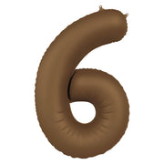 Folieballon Cijfer 6 - Chocolade Bruin Mat 86 cm