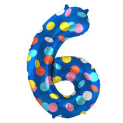 Folieballon Cijfer 6 Colorful Dots - 86 cm
