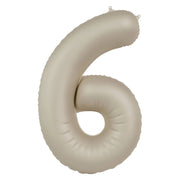 Folieballon Cijfer 6 - Creamy Latte Mat- 86 cm