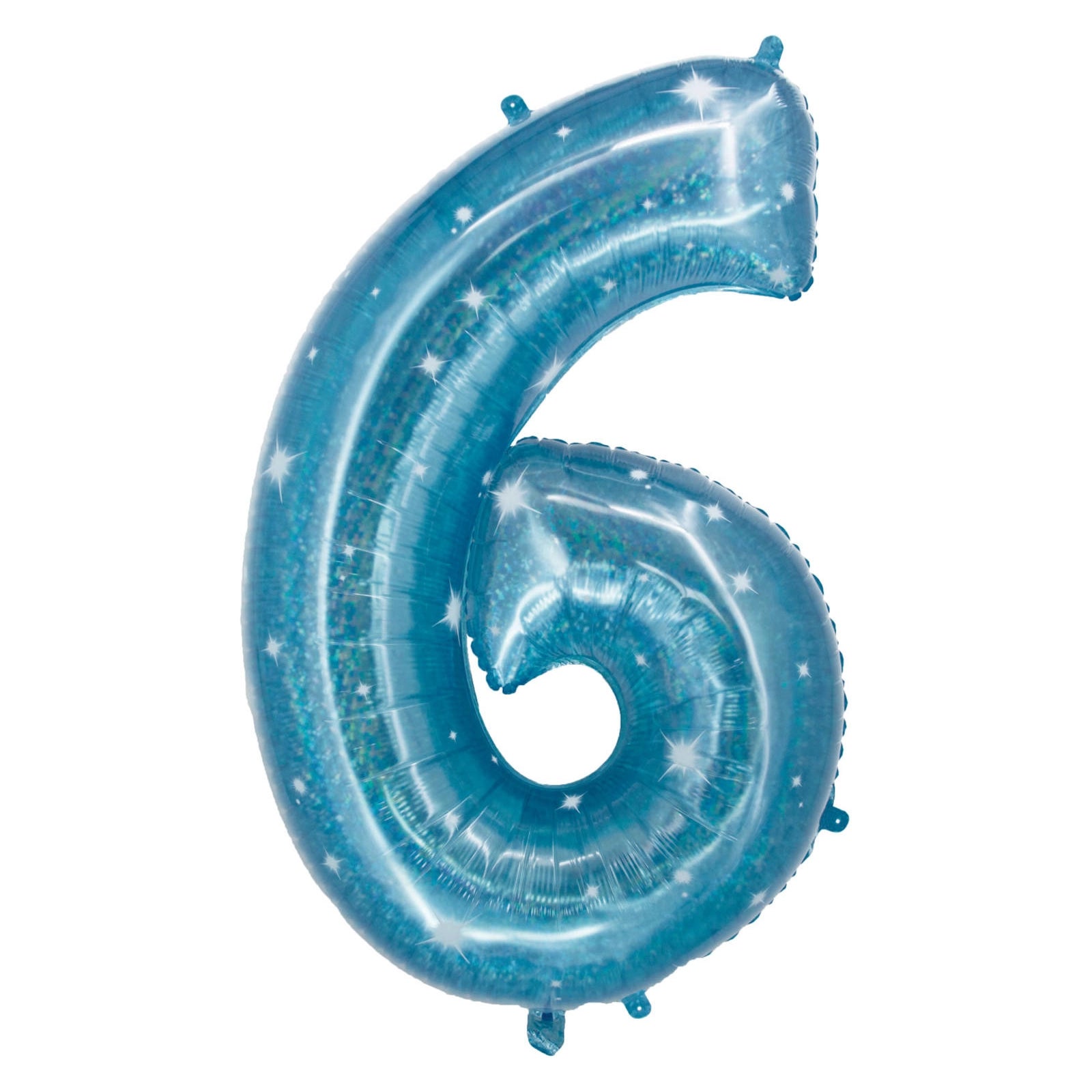 Folieballon Cijfer 6 Galactic Aqua - 101 cm