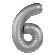 Folieballon Cijfer 6 - Moonlight Silver - 86 cm