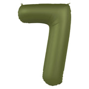 Folieballon Cijfer 7 - Olijf Groen Mat- 86 cm