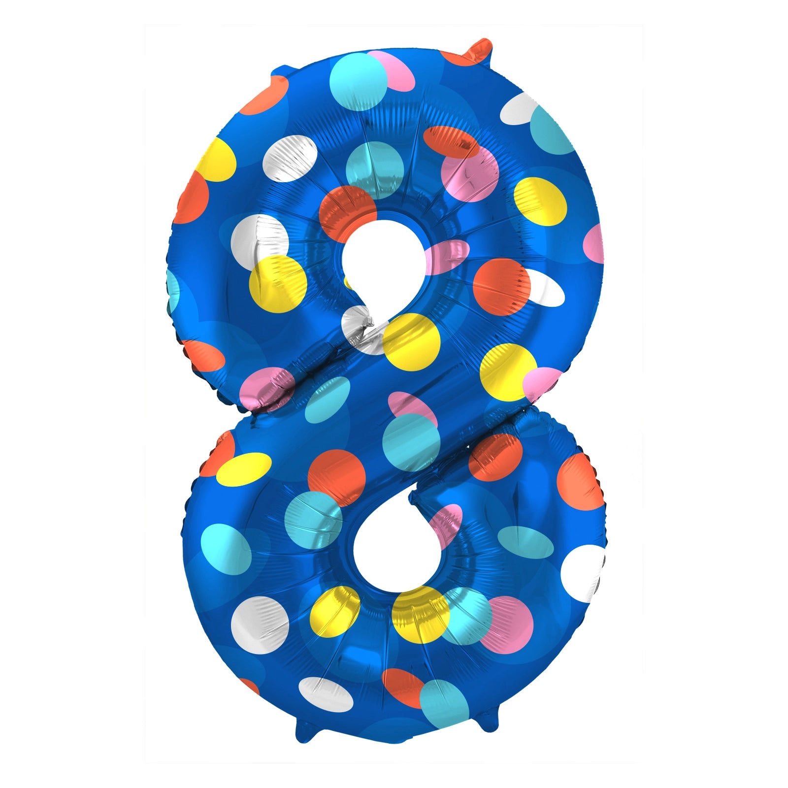 Folieballon Cijfer 8 Colorful Dots - 86 cm