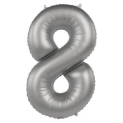 Folieballon Cijfer 8 - Moonlight Silver - 86 cm
