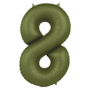 Folieballon Cijfer 8 - Olijf Groen Mat- 86 cm