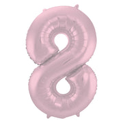 Folieballon Cijfer 8 Pastel Roze Metallic Mat - 86 cm