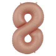 Folieballon Cijfer 8 - Rose Goud Mat - 86 cm