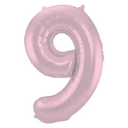 Folieballon Cijfer 9 Pastel Roze Metallic Mat - 86 cm