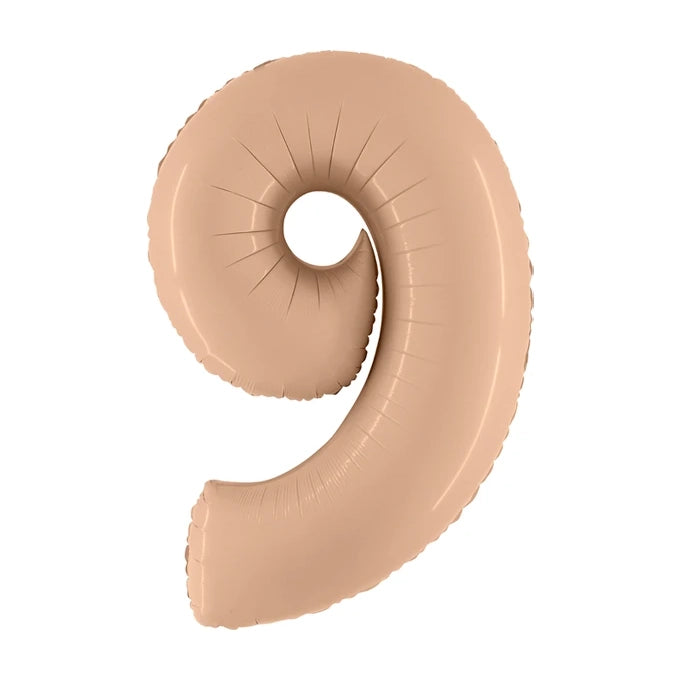 Folieballon Cijfer 9 Satin nude - 102 cm