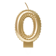 Folieballon cijfer kaars Goud 0