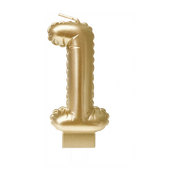 Folieballon cijfer kaars Goud 1