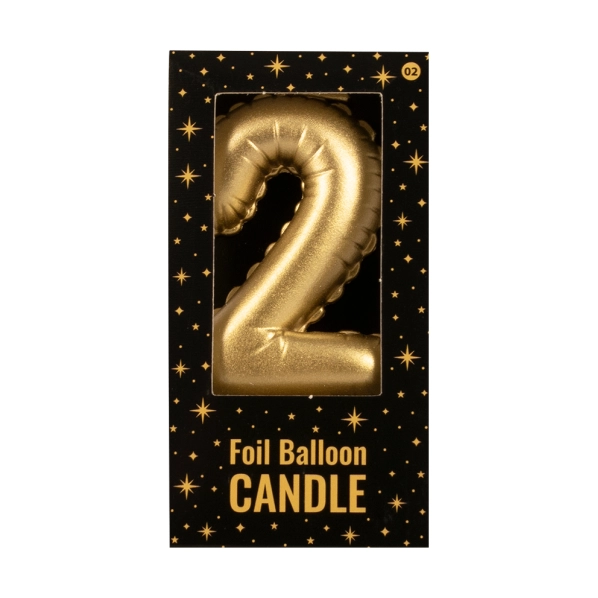 Folieballon cijfer kaars Goud 2