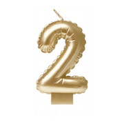 Folieballon cijfer kaars Goud 2