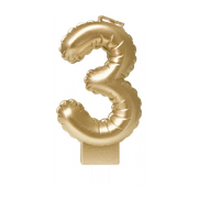 Folieballon cijfer kaars Goud 3