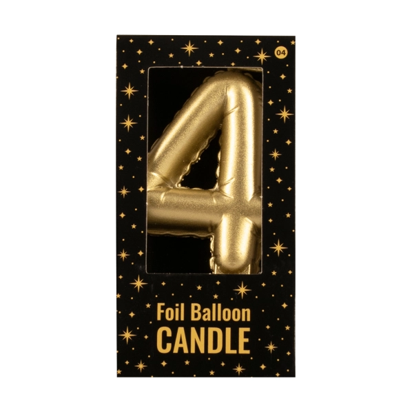 Folieballon cijfer kaars Goud 4