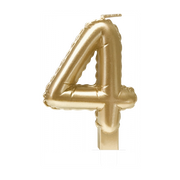 Folieballon cijfer kaars Goud 4