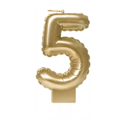 Folieballon cijfer kaars Goud 5