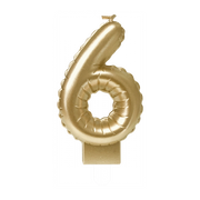 Folieballon cijfer kaars Goud 6