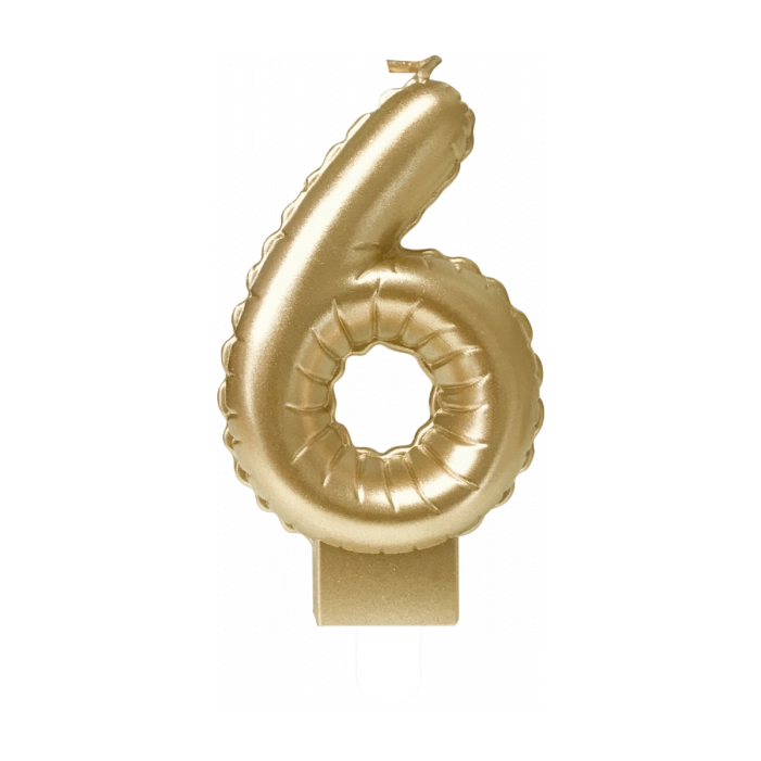 Folieballon cijfer kaars Goud 6