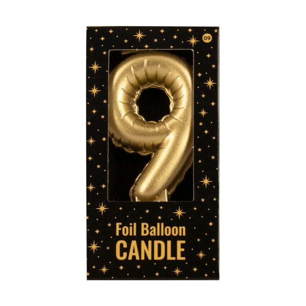 Folieballon cijfer kaars Goud 9