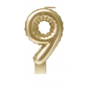 Folieballon cijfer kaars Goud 9