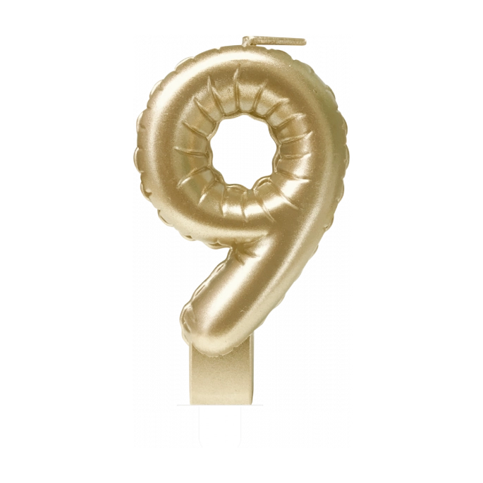 Folieballon cijfer kaars Goud 9