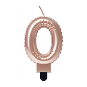 Folieballon cijfer kaars Rosé Goud 0