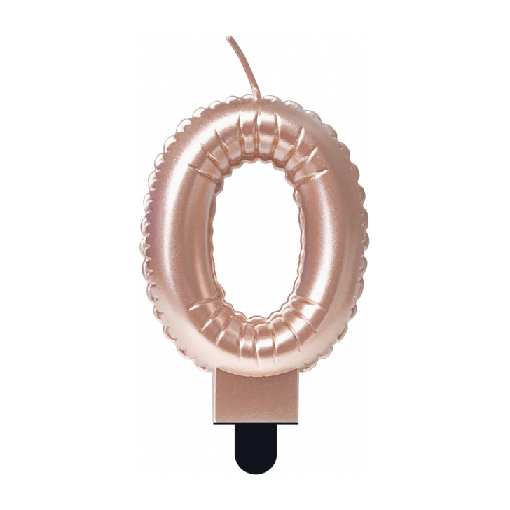 Folieballon cijfer kaars Rosé Goud 0