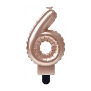 Folieballon cijfer kaars Rosé Goud 6