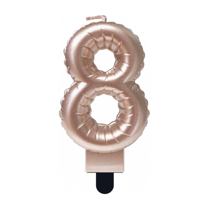 Folieballon cijfer kaars Rosé Goud 8