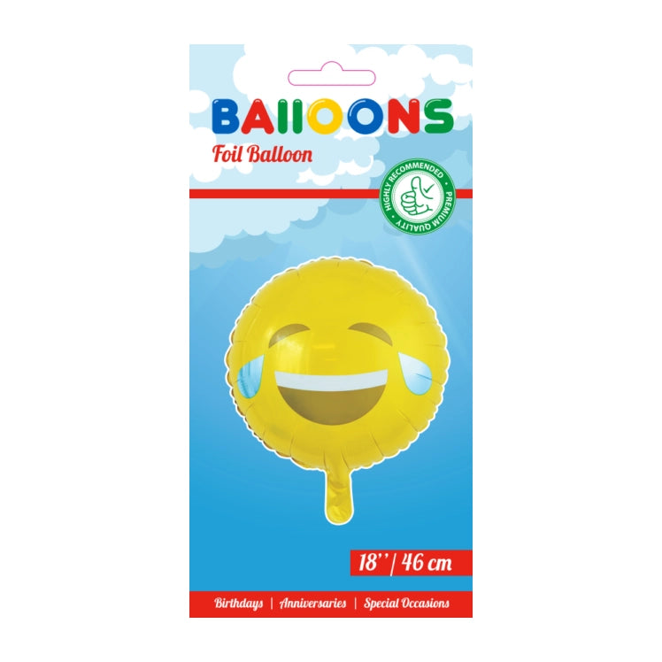 Folieballon Emoji Glimlach met traan - 46cm