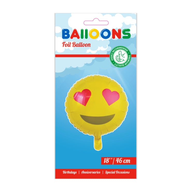 Folieballon Emoji Hartjes ogen -  46cm