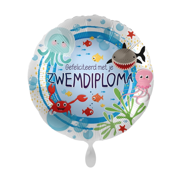 Folieballon Gefeliciteerd met je zwemdiploma 45cm