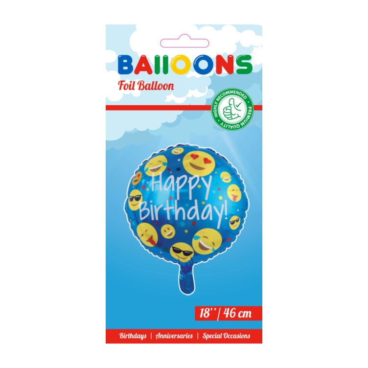 Folieballon Happy Birthday - Emoji - 46cm