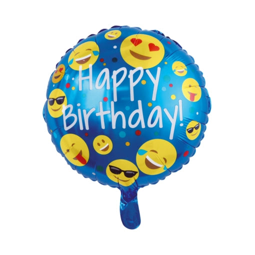 Folieballon Happy Birthday - Emoji - 46cm