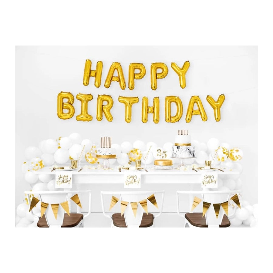 Folieballon Happy Birthday goud, leeg