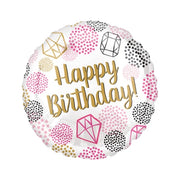 Folieballon Happy Birthday Juwelen 43cm
