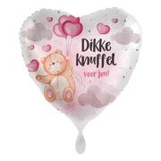 Folieballon hart Dikke knuffel voor jou 45cm