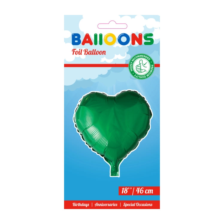 Folieballon hart - Donker groen - 46cm