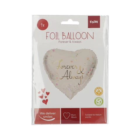 Folieballon hart forever & always - Beige - 45cm