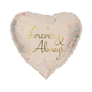 Folieballon hart forever & always - Beige - 45cm